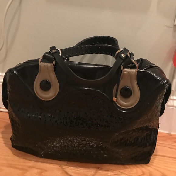 Pauric Sweeney Black Patent Large Handle Bag - Picture 2 of 7